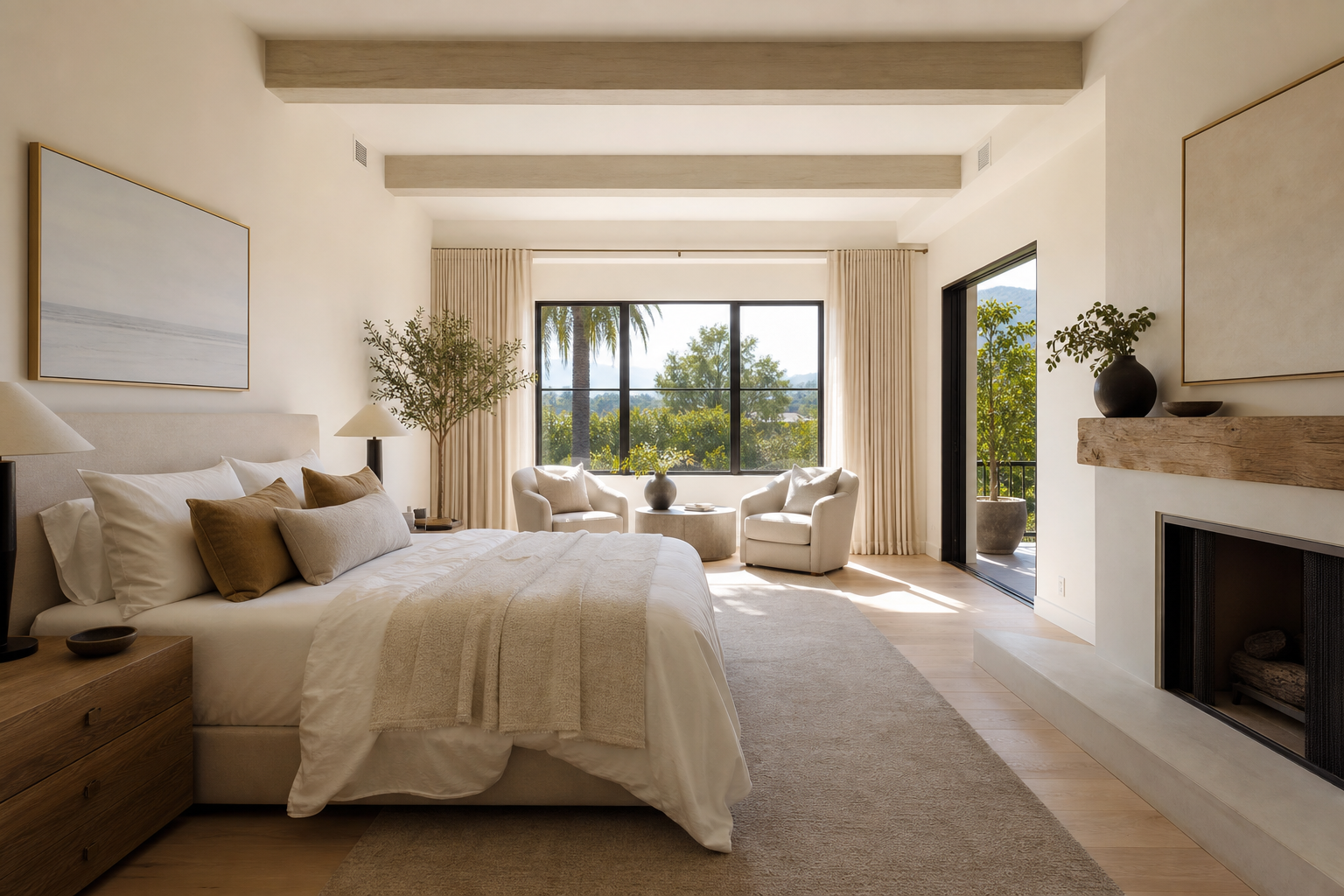 Bright primary bedroom suite in a San Diego area home